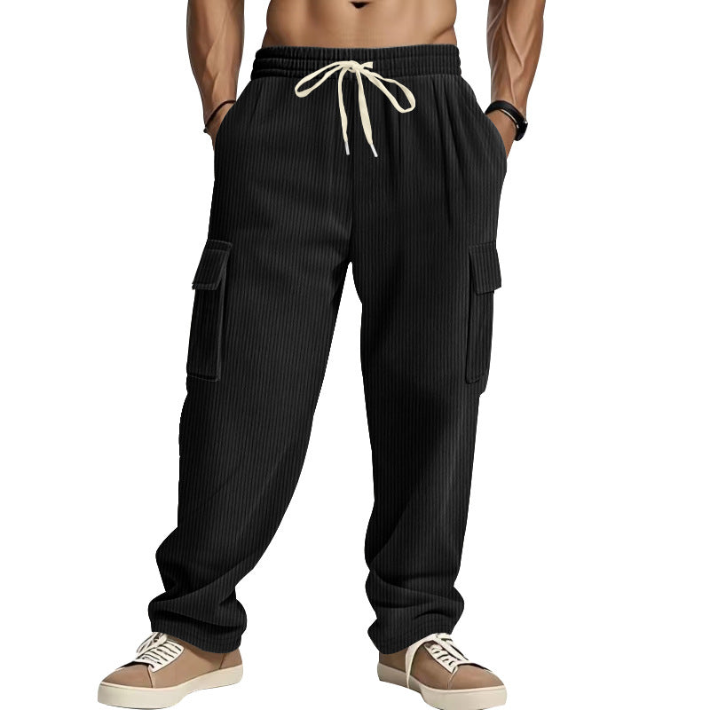 Herren lässige Cargohose mit praktischen Taschen und elastischem Bund Drune