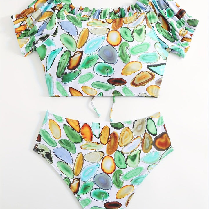 Damen Bikiniset mit raffiniertem Oberteil und hohem Beinausschnitt Drune