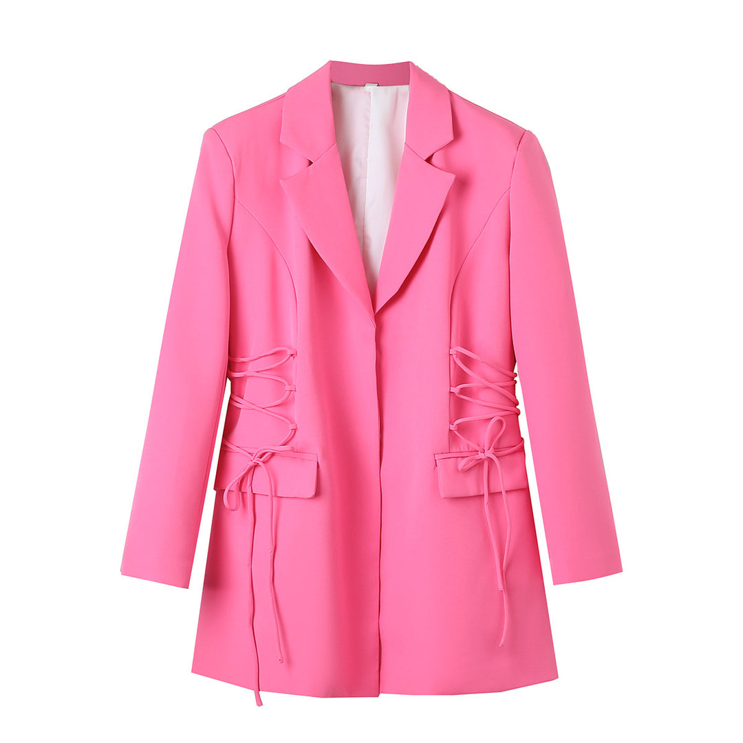 Damen modischer Blazer mit raffinierten Schnüroptiken und praktischen Taschen Drune