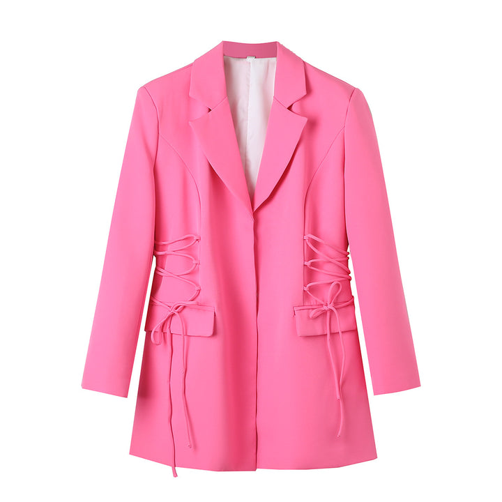Damen modischer Blazer mit raffinierten Schnüroptiken und praktischen Taschen Drune