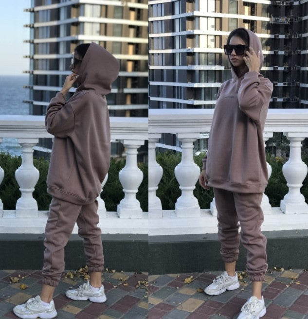 Damen Hoodie- und Jogginghose-Set mit weitem Schnitt Drune