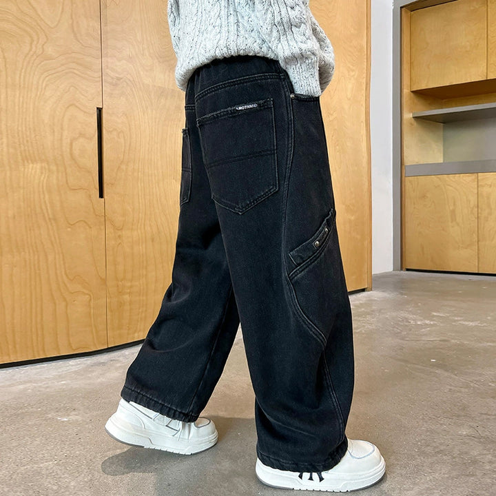 Damen weite Utility-Jeans mit trendigen Taschen Drune