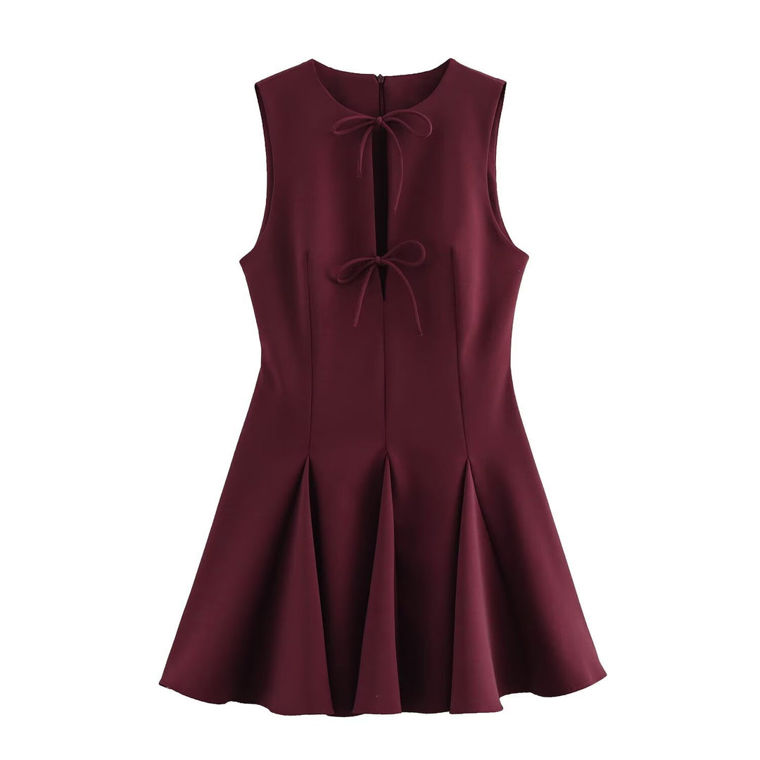 Damen ärmelloses A-Linien Kleid mit elegantem Knoten-Detail Drune