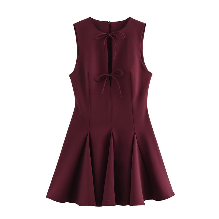 Damen ärmelloses A-Linien Kleid mit elegantem Knoten-Detail Drune