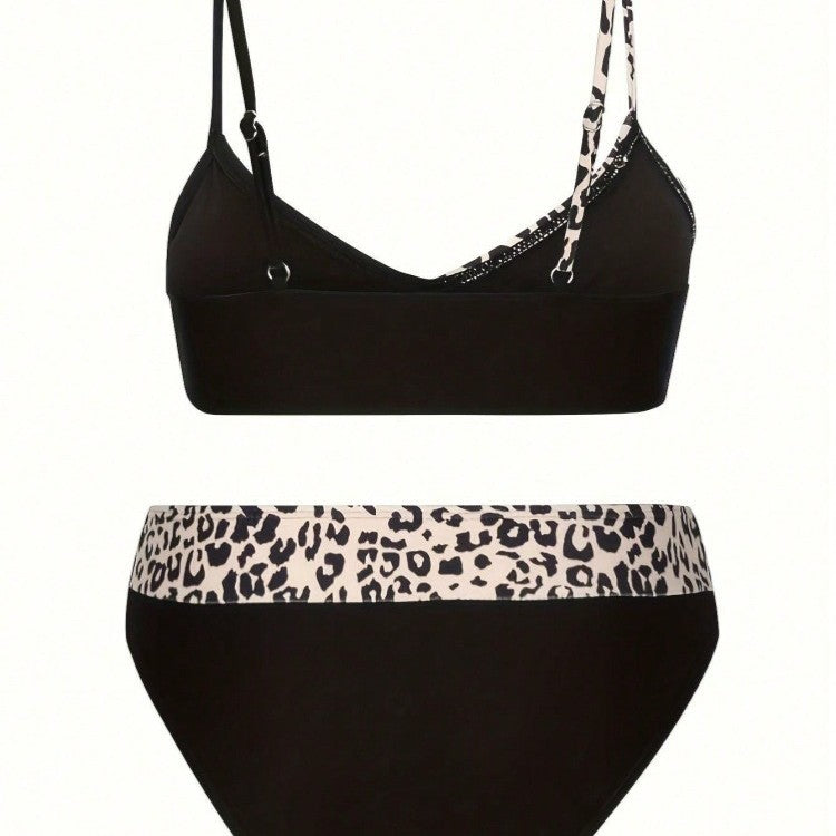 Damen Bikini-Set mit modischem Leopardenmuster und bequemen Trägern Drune