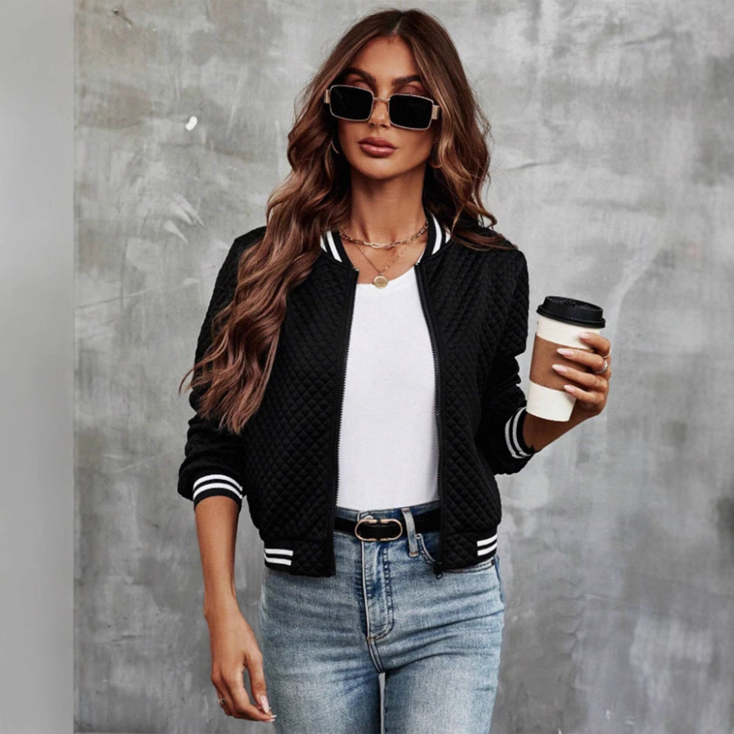 Damen gestepptes Freizeit-Jackett mit kontrastierenden Bündchen Drune