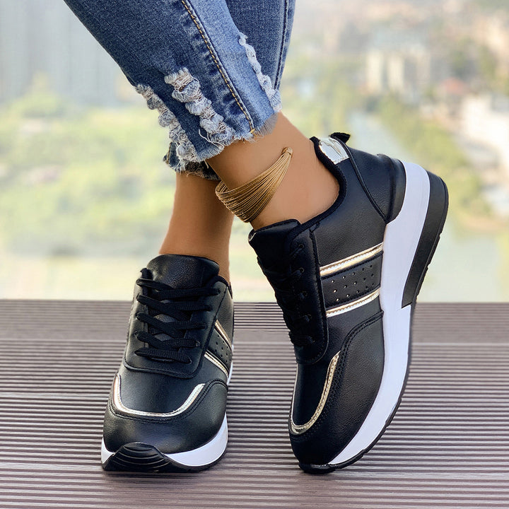 Damen nan City-Sneaker mit gedämpfter Keilsohle, gepolstertem Komfortfußbett und eleganten Metallic-Details Drune