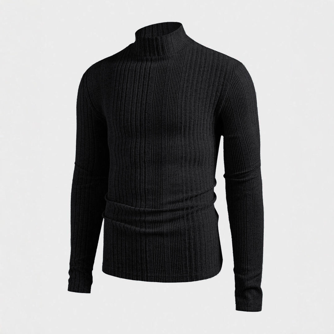 Herren Strickpullover mit hohem Kragen und Rippstruktur Drune