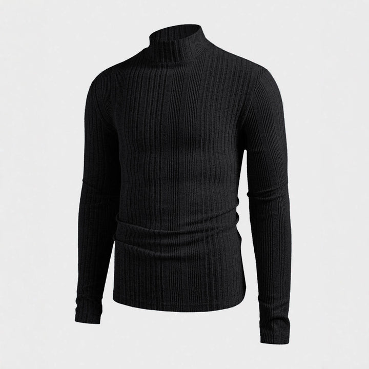 Herren Strickpullover mit hohem Kragen und Rippstruktur Drune
