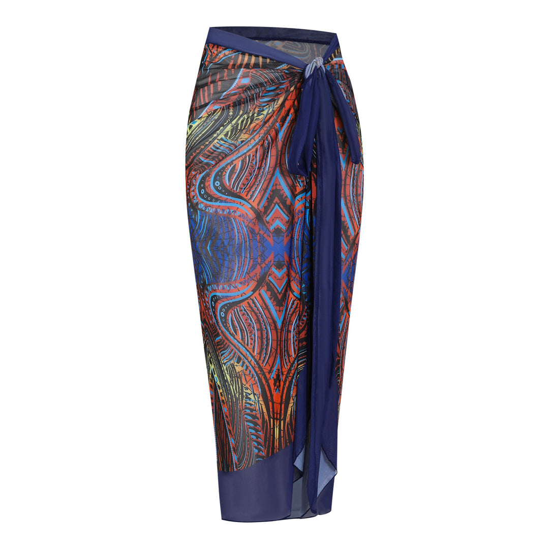 Damen Strandumhang mit buntem Muster und eleganten Schnürdetails Drune