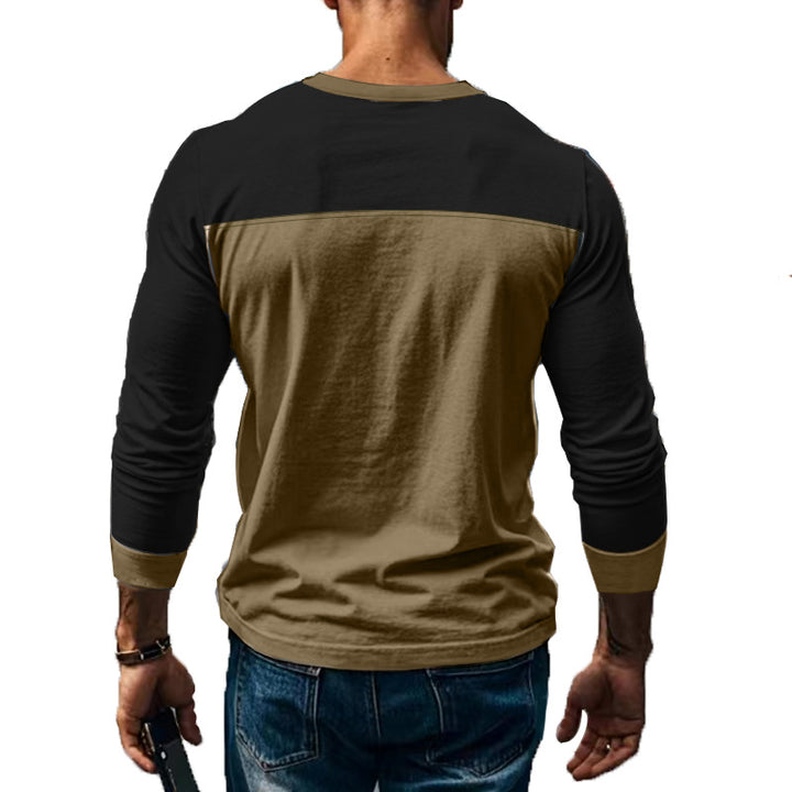 Herren nan funktionales Henley-Langarmshirt mit Raglanärmeln, verstärkter Knopfleiste und tailliertem Schnitt Drune