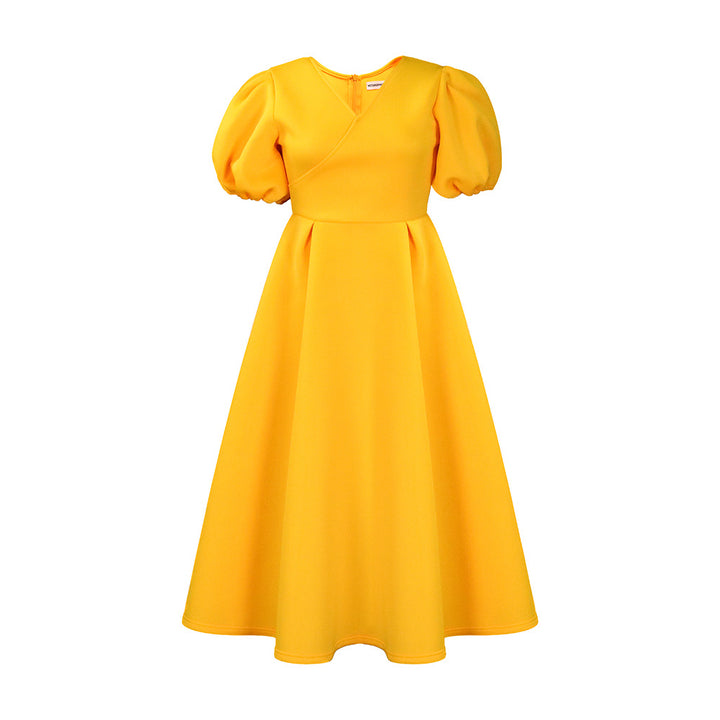 Damen Maxikleid mit Puffärmeln und eleganter Taillierung Drune