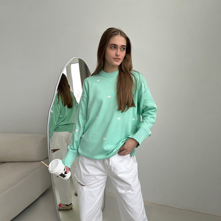 Damen Sweater mit Herzmotiv Drune