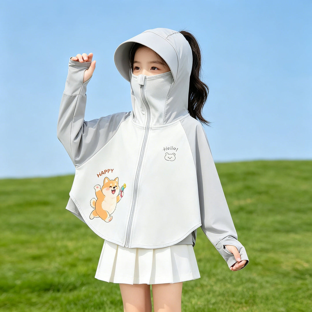 Kinder Sonnenschutzjacke mit Kapuze und atmungsaktivem Stoff Drune