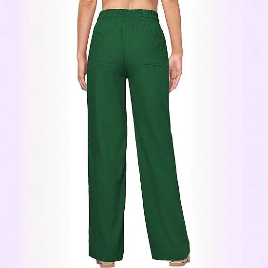 Damen nan weite Loungewear-Hose mit hohem Elastikbund Kordelzug Seitentaschen und legerer Palazzo-Passform Drune
