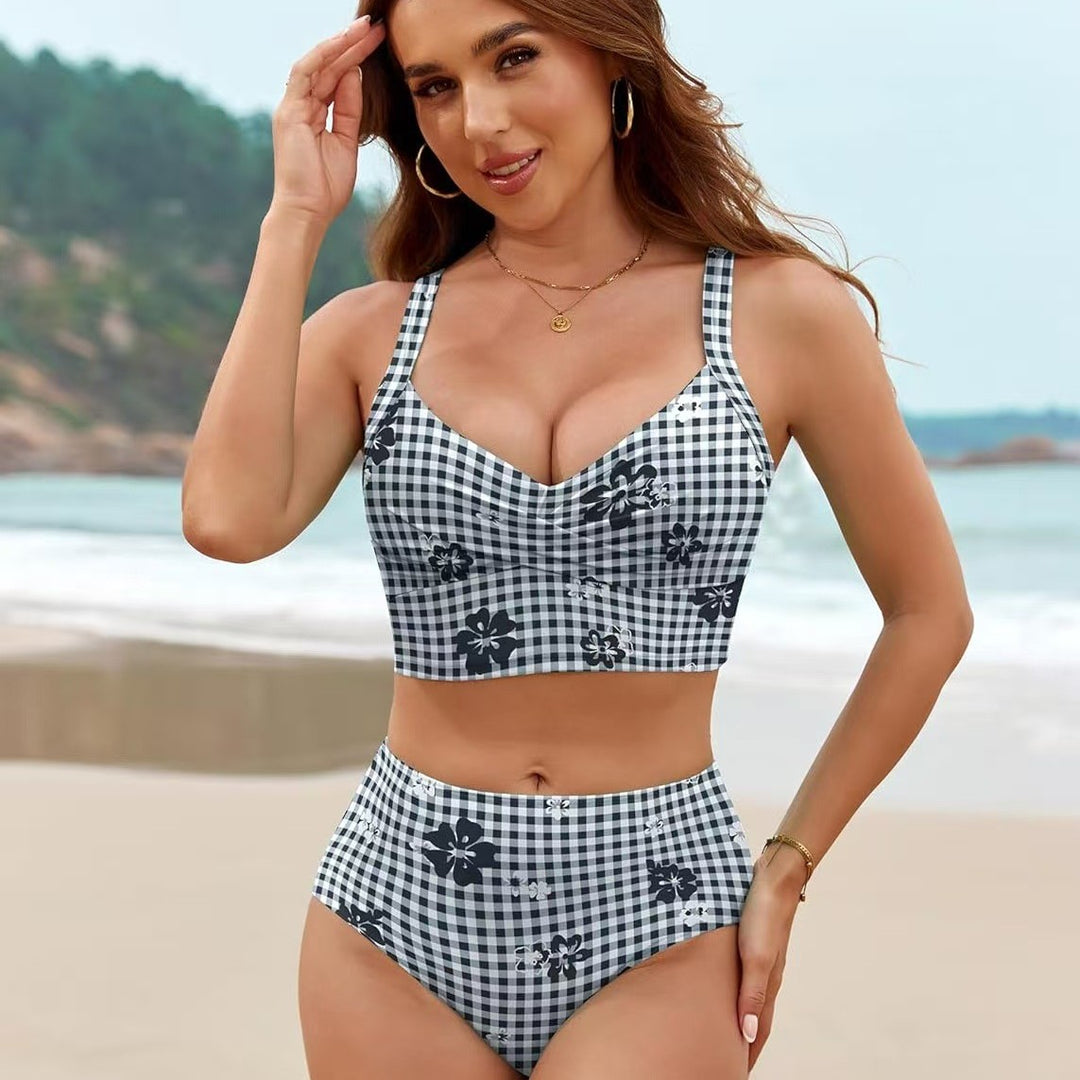 Damen Bikini-Set mit hohem Bund und dekorativem Knotendesign Drune
