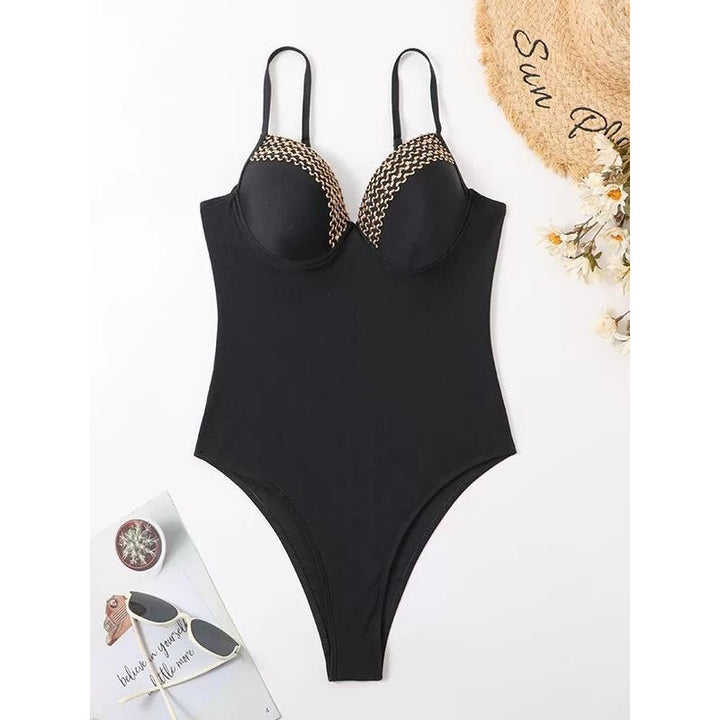 Damen Einteiler Badeanzug mit eleganten Überwurf-Details Drune