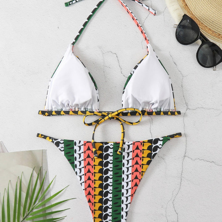 Damen Triangel-Bikini mit modischem Muster Drune