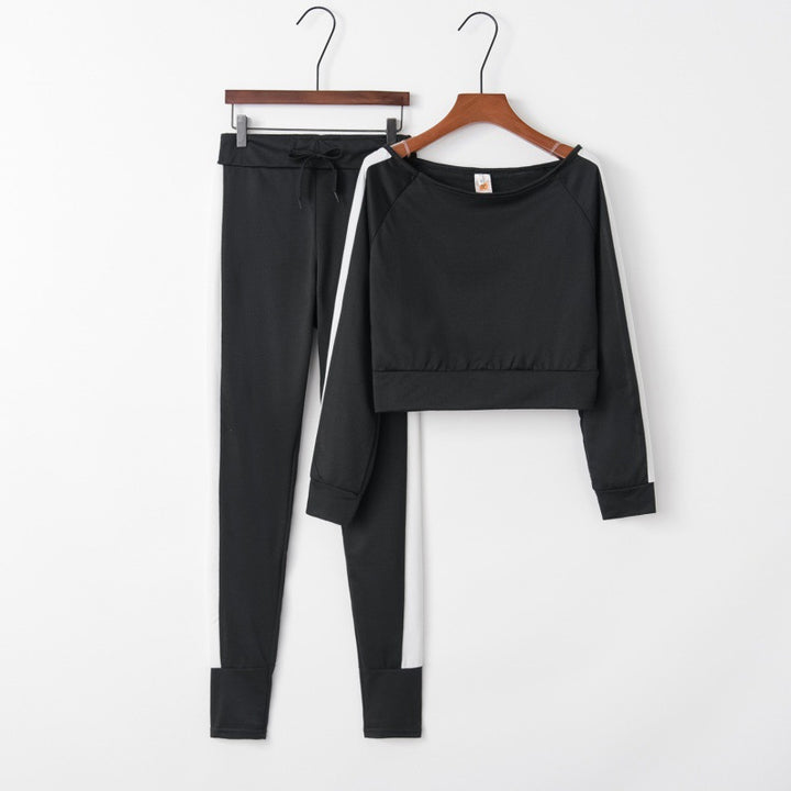 Damen Sportliches Loungewear-Set mit cropped Oberteil und enganliegender Hose Drune