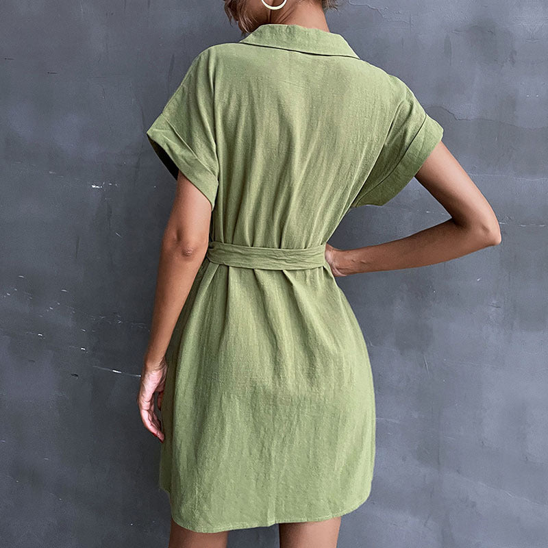 Damen Hemdblusenkleid mit taillierbarem Gürtel Drune