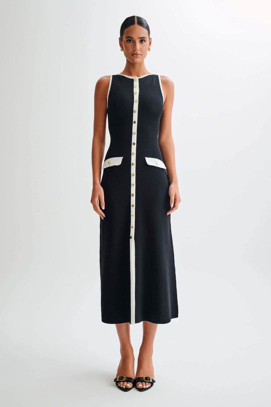 Damen Strick-Maxikleid mit durchgehendem Knopfverschluss Drune