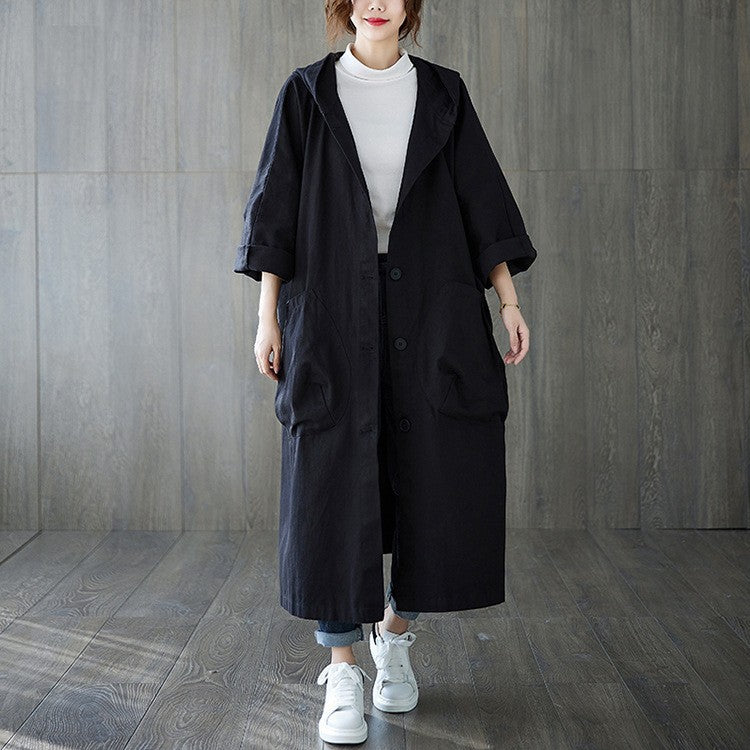 Damen Oversized Kapuzenmantel mit praktischen Taschen Drune