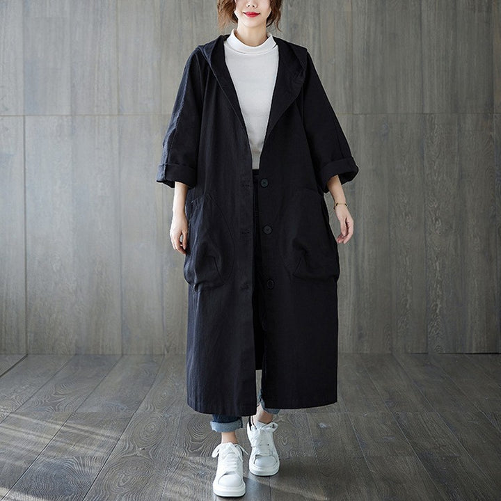 Damen Oversized Kapuzenmantel mit praktischen Taschen Drune