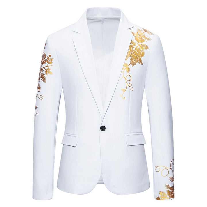 Herren eleganter Blazer mit floralem Goldmuster Drune