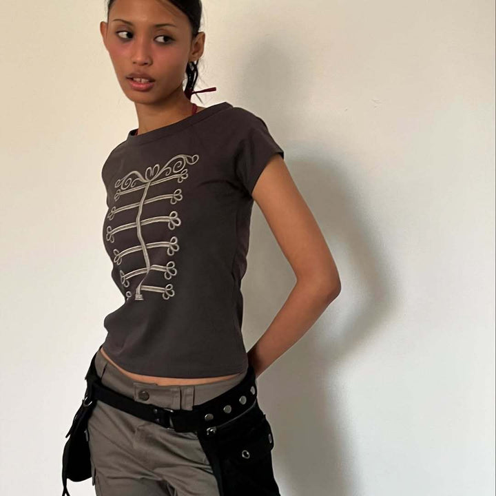 Damen Elegantes T-Shirt mit skulpturalem Design Drune