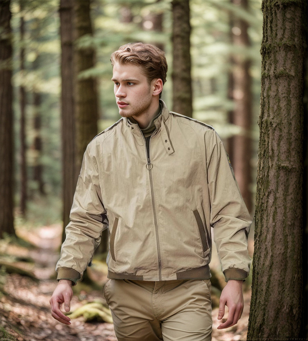 Herren leichte und funktionale Übergangsjacke mit hochschließendem Kragen Drune