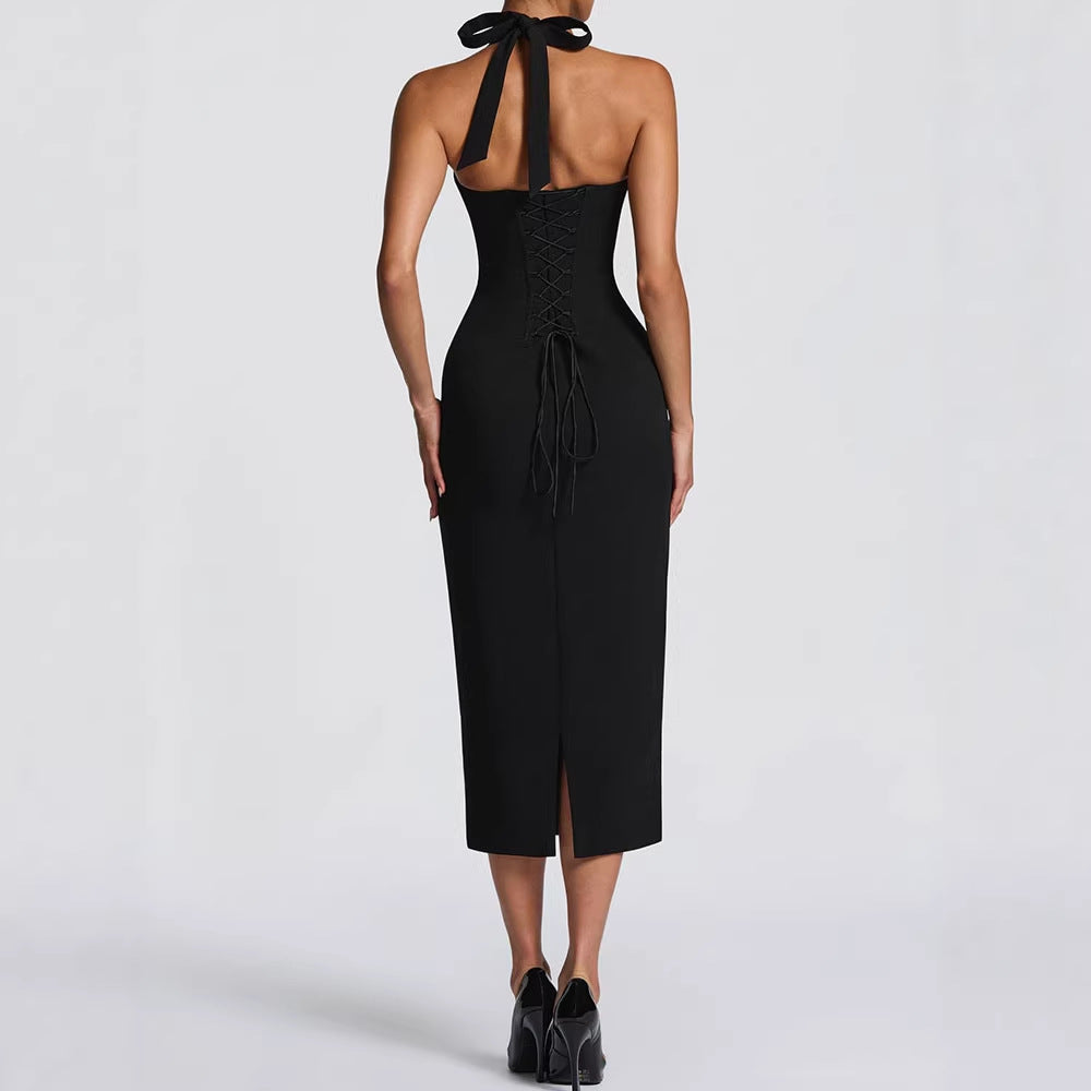 Damen Elegantes Bodycon-Kleid mit Halterdesign Drune