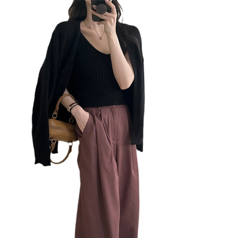 Damen kuscheliger Strickcardigan mit offenen Ärmeln und weich flauschiger Textur Drune