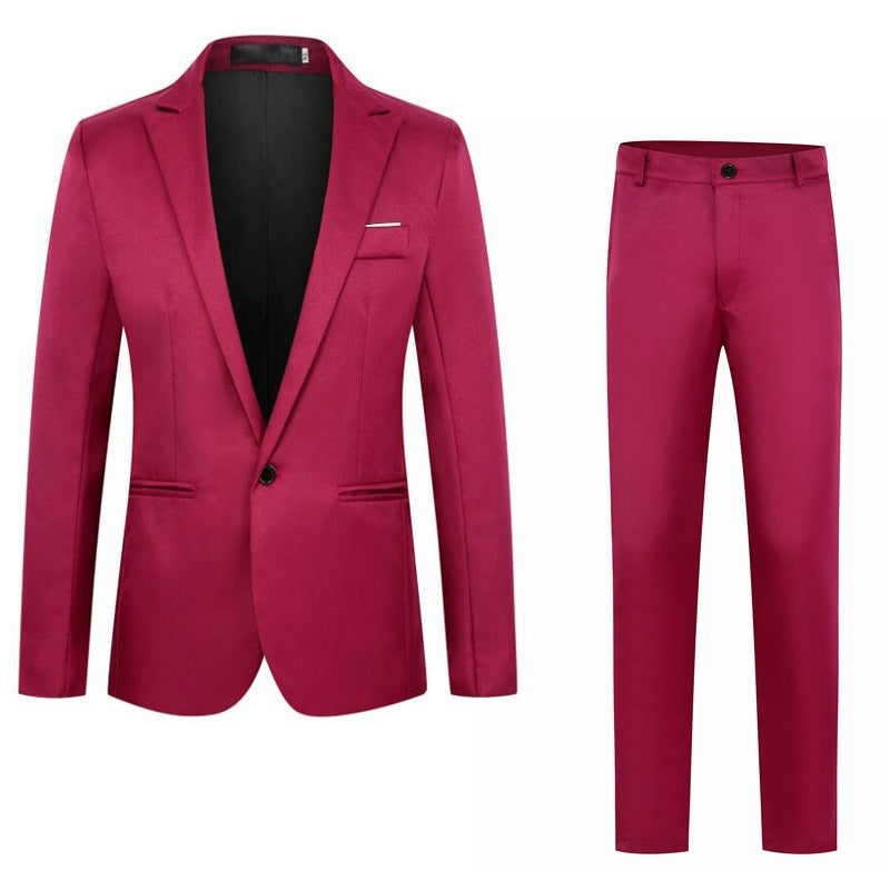 Herren nan tailliertes Anzugset aus feinem Satin mit schlanker Silhouette und Ein-Knopf-Sakko Drune