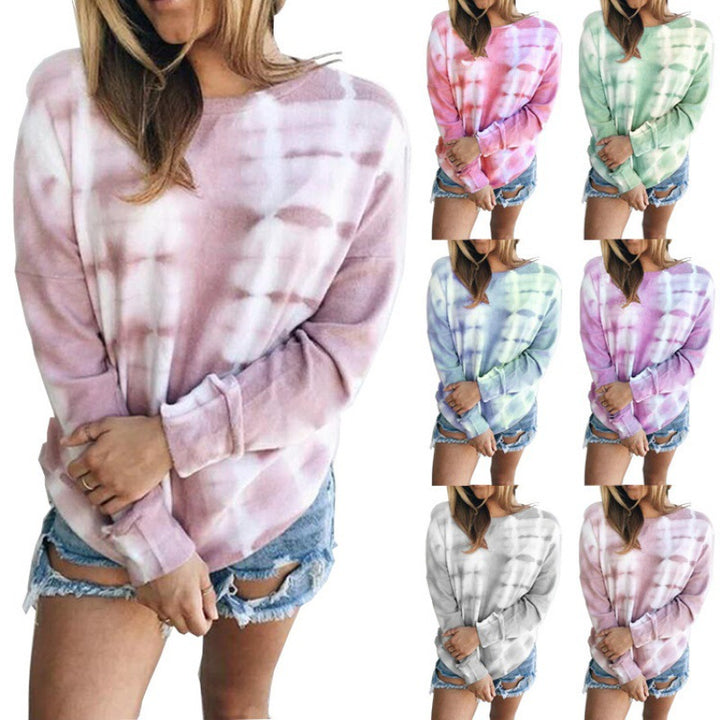 Damen Freizeit Sweatshirt mit modernem Batik-Design und lässigem Schnitt Drune