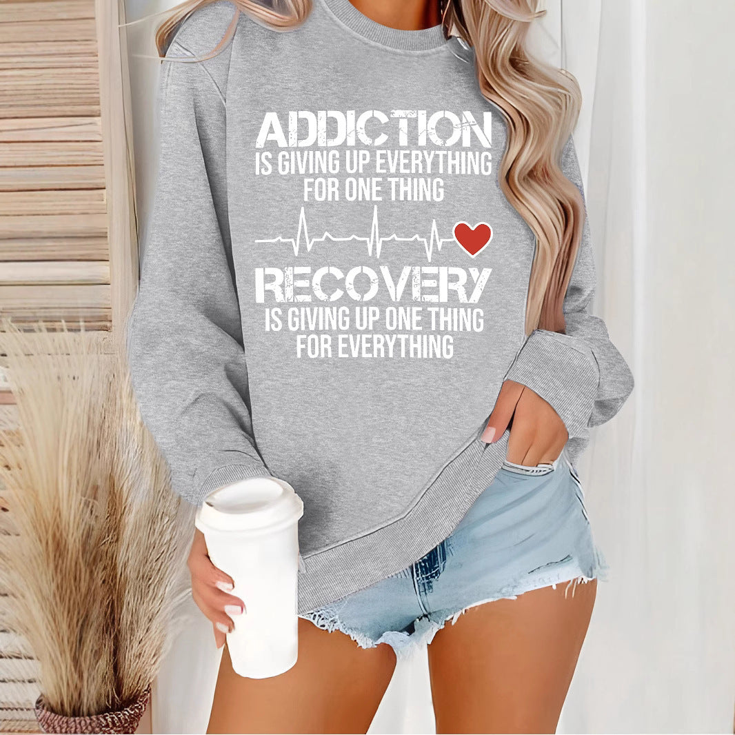 Damen Sweatshirt mit inspirierendem Druck und lässigem Schnitt Drune