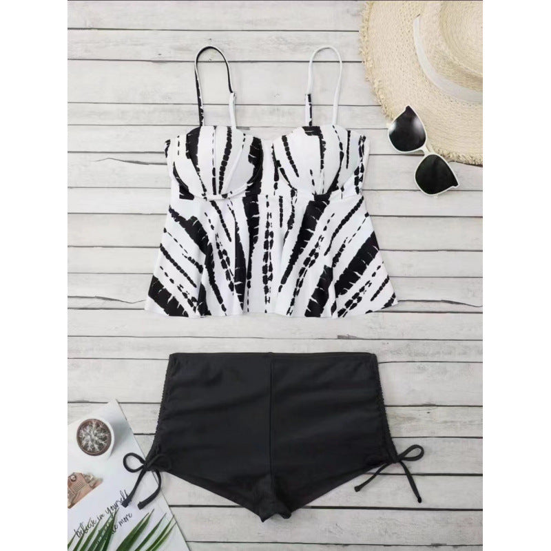Damen Tankini-Set mit elegantem Volant-Oberteil und hohem Taillenslip Drune