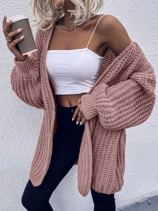Damen Grober Strickcardigan mit oversized Schnitt und lässigen Ärmeln Drune