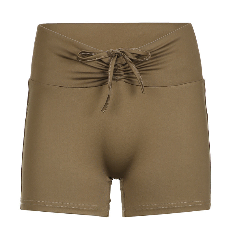 Damen Sportliches Crop-Top und Shorts-Set mit verstellbarem Bund Drune