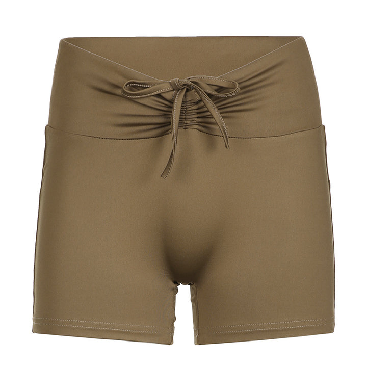 Damen Sportliches Crop-Top und Shorts-Set mit verstellbarem Bund Drune