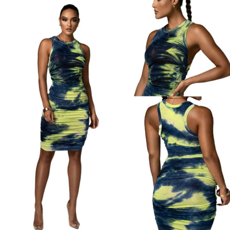 Damen Figurbetontes Wickelkleid mit Hochglanzeffekt und Farbverlauf Drune