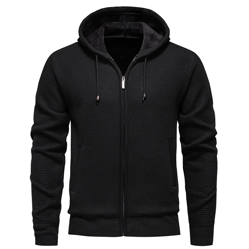 Herren moderne Kapuzenjacke mit strukturierter Oberfläche und weichem Innenfutter Drune