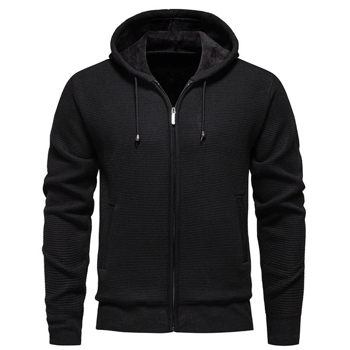 Herren moderne Kapuzenjacke mit strukturierter Oberfläche und weichem Innenfutter Drune