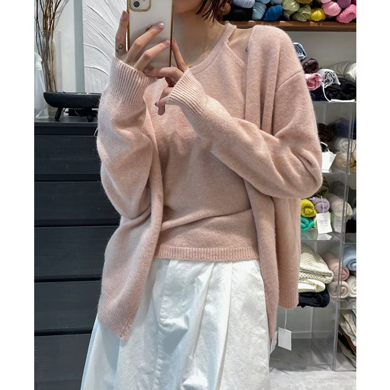 Damen kuschelige Strickjacke mit verlängertem Schnitt und feiner Textur Drune