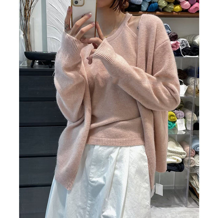 Damen kuschelige Strickjacke mit verlängertem Schnitt und feiner Textur Drune