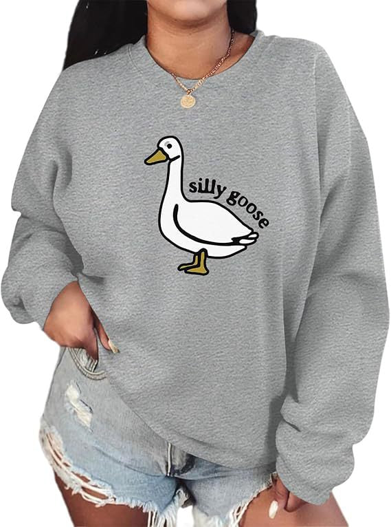 Damen Sweatshirt mit verspieltem Entenmotiv und lässigem Schnitt Drune