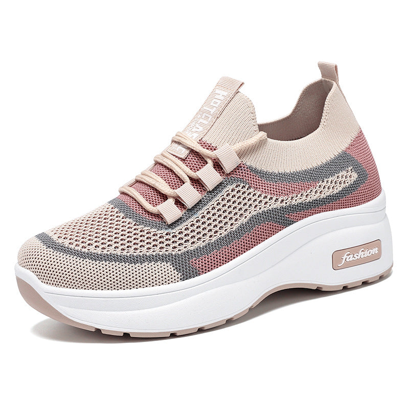 Damen nan atmungsaktive Strick-Sneaker mit Plateau-Sohle und elastischer Sockenkonstruktion Drune