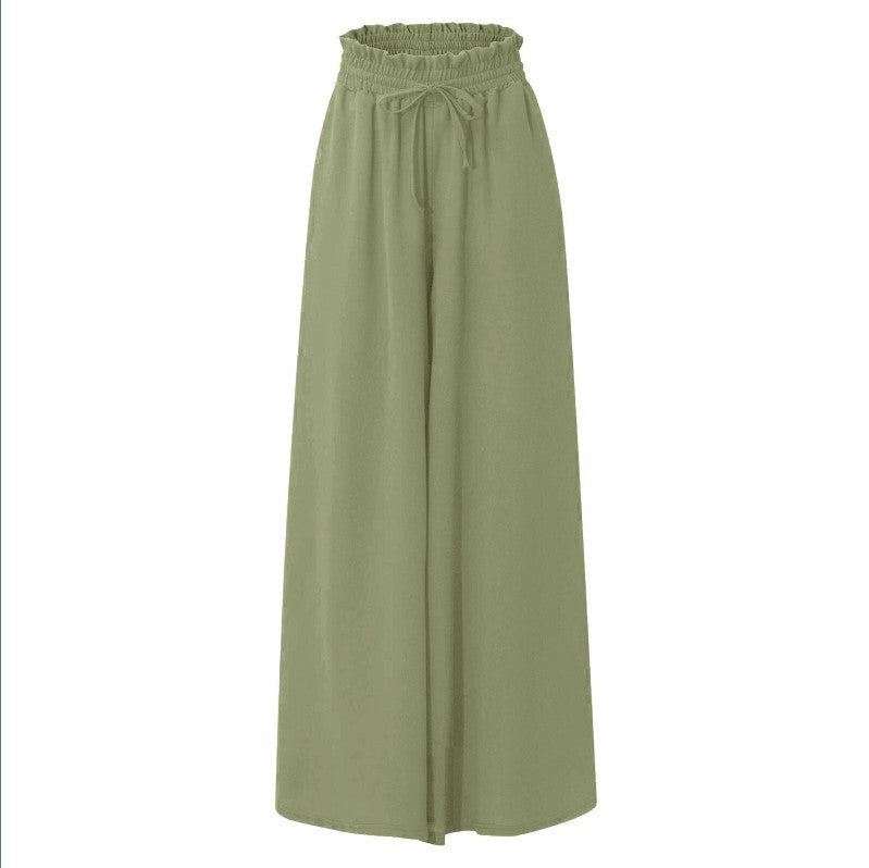 Damen Weite High-Waist-Hose mit elastischem Bund und praktischen Taschen Drune