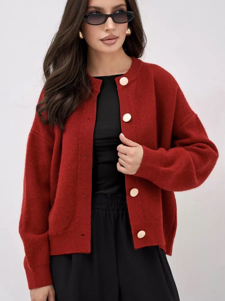 Damen Gemütlicher Strickcardigan mit Knopfdetails und lässigem Schnitt Drune