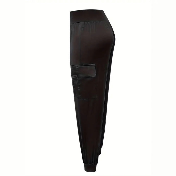 Damen Satin-Cargo-Hose mit elastischem Bund und praktischen Taschen Drune