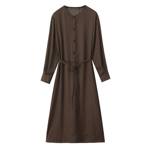 Damen Midikleid mit Knopfleiste und taillierbarem Gürtel Drune